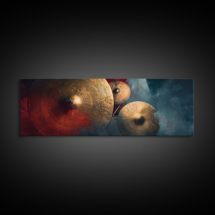 Gold Cymbal Closeup Canvas Print, Music Studio Art, Minimalist Decor, Studio Decor, Oil Painting, Rhythm, Scripture Wall Art, MSA-3x1-88