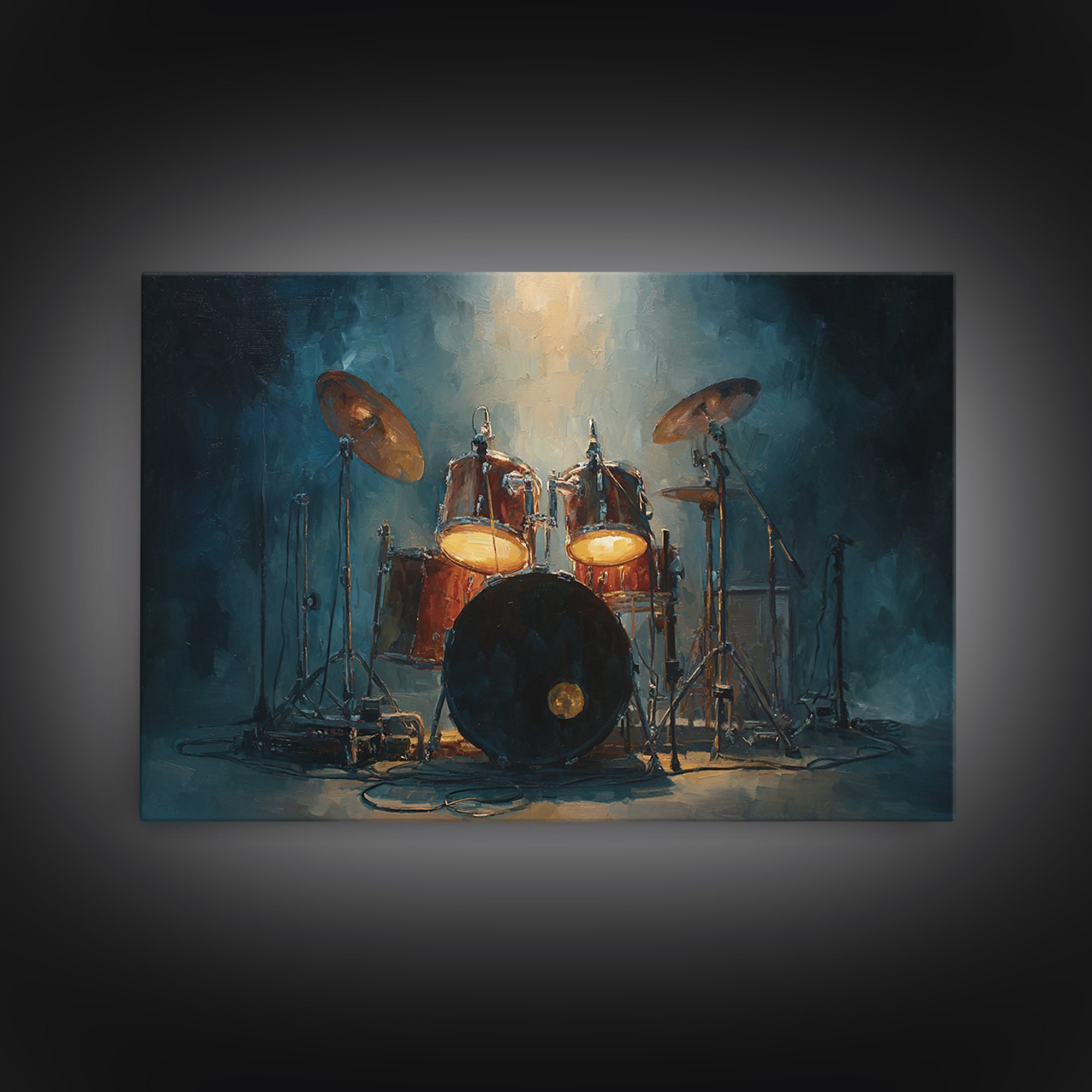Drum Kit Silhouette Framed Canvas Print, Music Studio Art, Music Poster, Studio Decor, Fine Art, Rhythm, Personalized Art, MSA-3x2-10