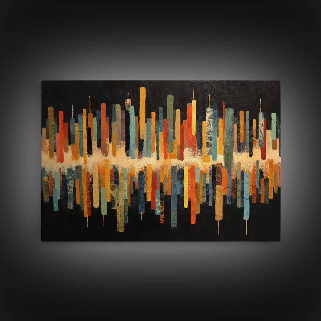 Abstract Rhythm Lines Like Painted Music Framed Canvas Print, Music Studio Art, Commission Painting, Studio Decor, Rhythm, MSA-3x2-27
