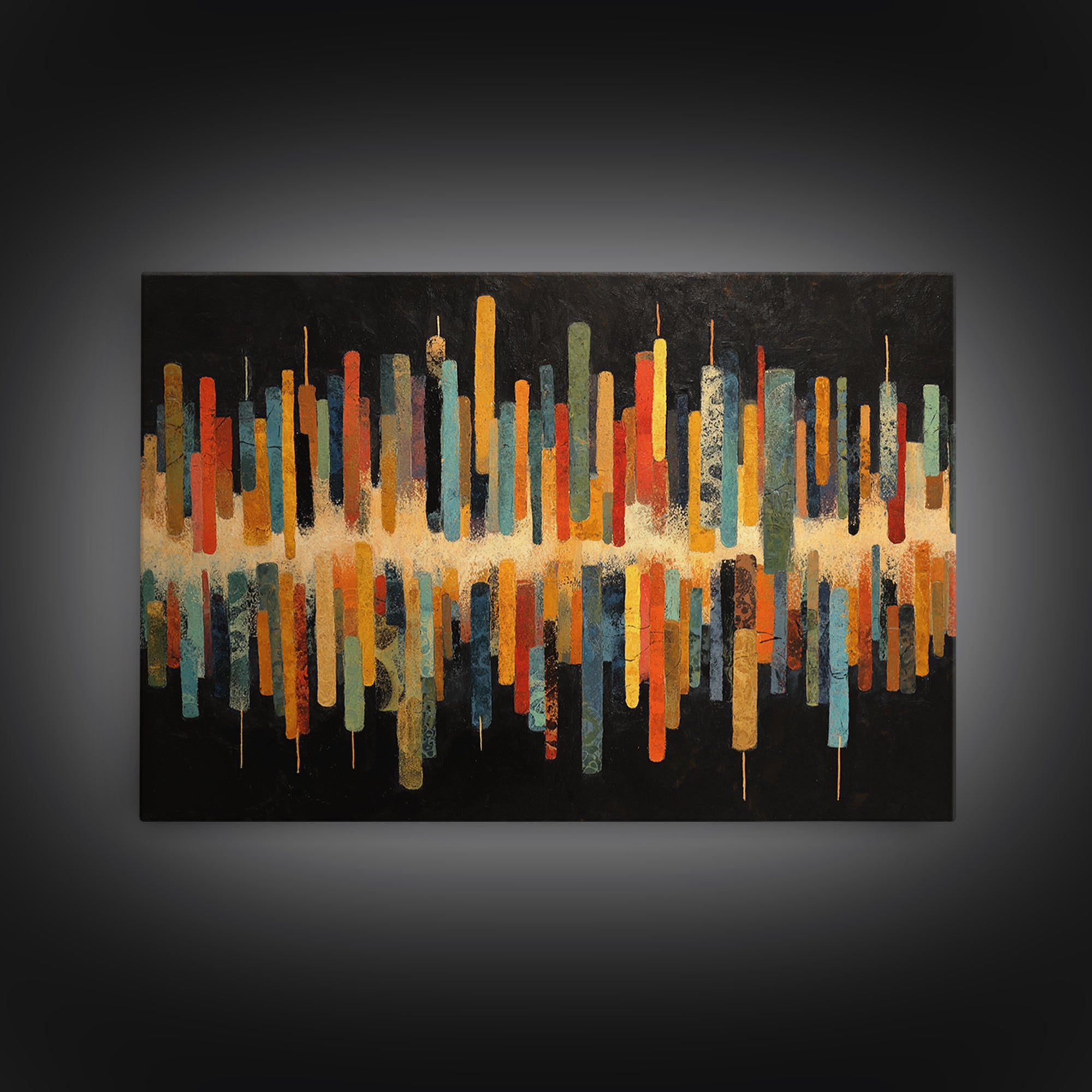 Abstract Rhythm Lines Like Painted Music Framed Canvas Print, Music Studio Art, Commission Painting, Studio Decor, Rhythm, MSA-3x2-27