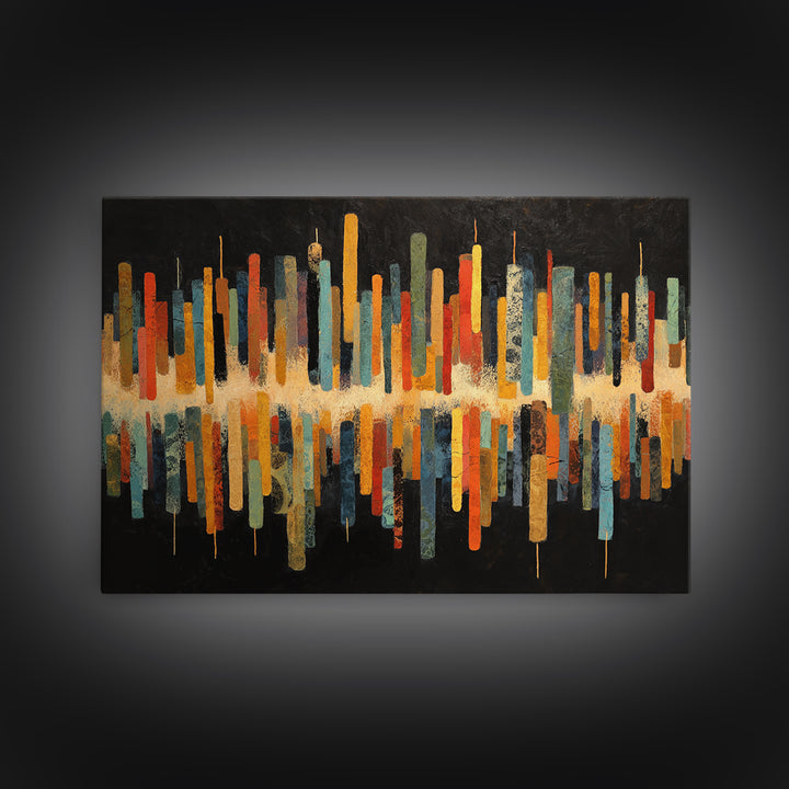 Abstract Rhythm Lines Like Painted Music Framed Canvas Print, Music Studio Art, Commission Painting, Studio Decor, Rhythm, MSA-3x2-27