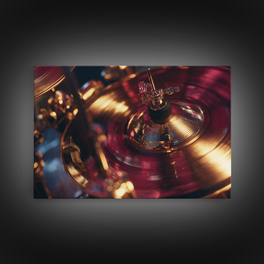 Gold Cymbal Closeup Canvas Print, Music Studio Art, Metal Wall Art, Studio Decor, Oil Painting, Rhythm, Music Posters, MSA-3x2-4