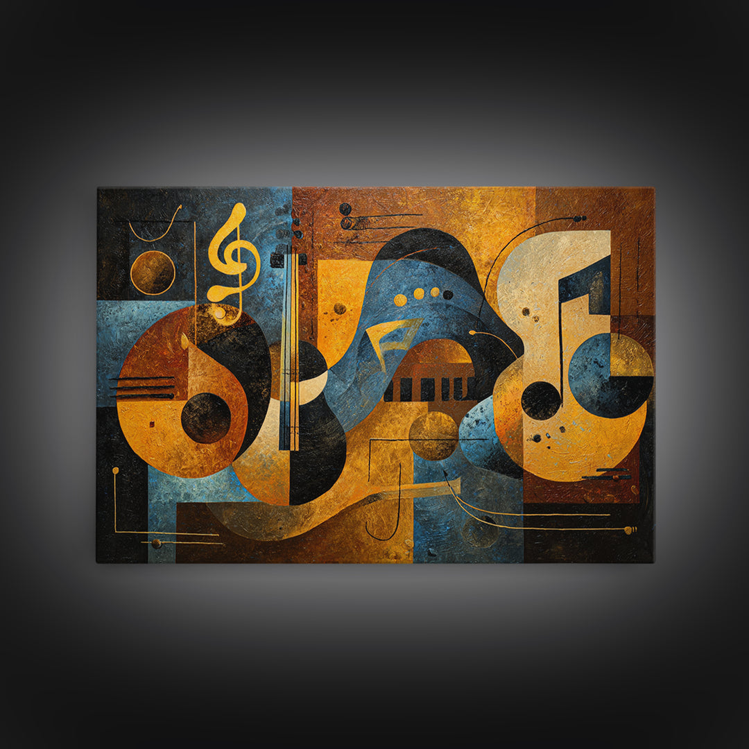 Musical Notes as Abstract Floating Shapes Without Canvas Print, Music Studio Art, Commission Painting, Studio Decor, Rhythm, MSA-3x2-40