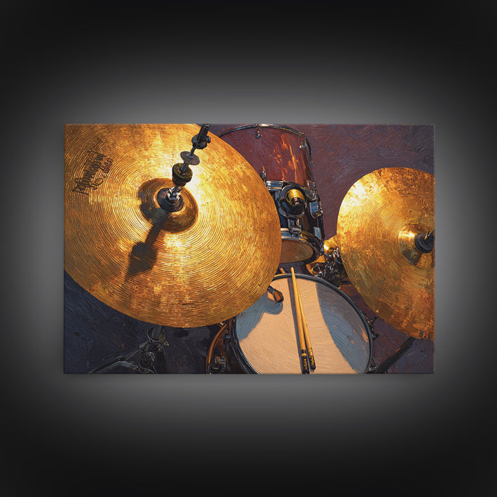 Gold Cymbal Closeup Canvas Print, Music Studio Art, Painting from Photo, Studio Decor, Abstract Art, Rhythm, MSA-3x2-52