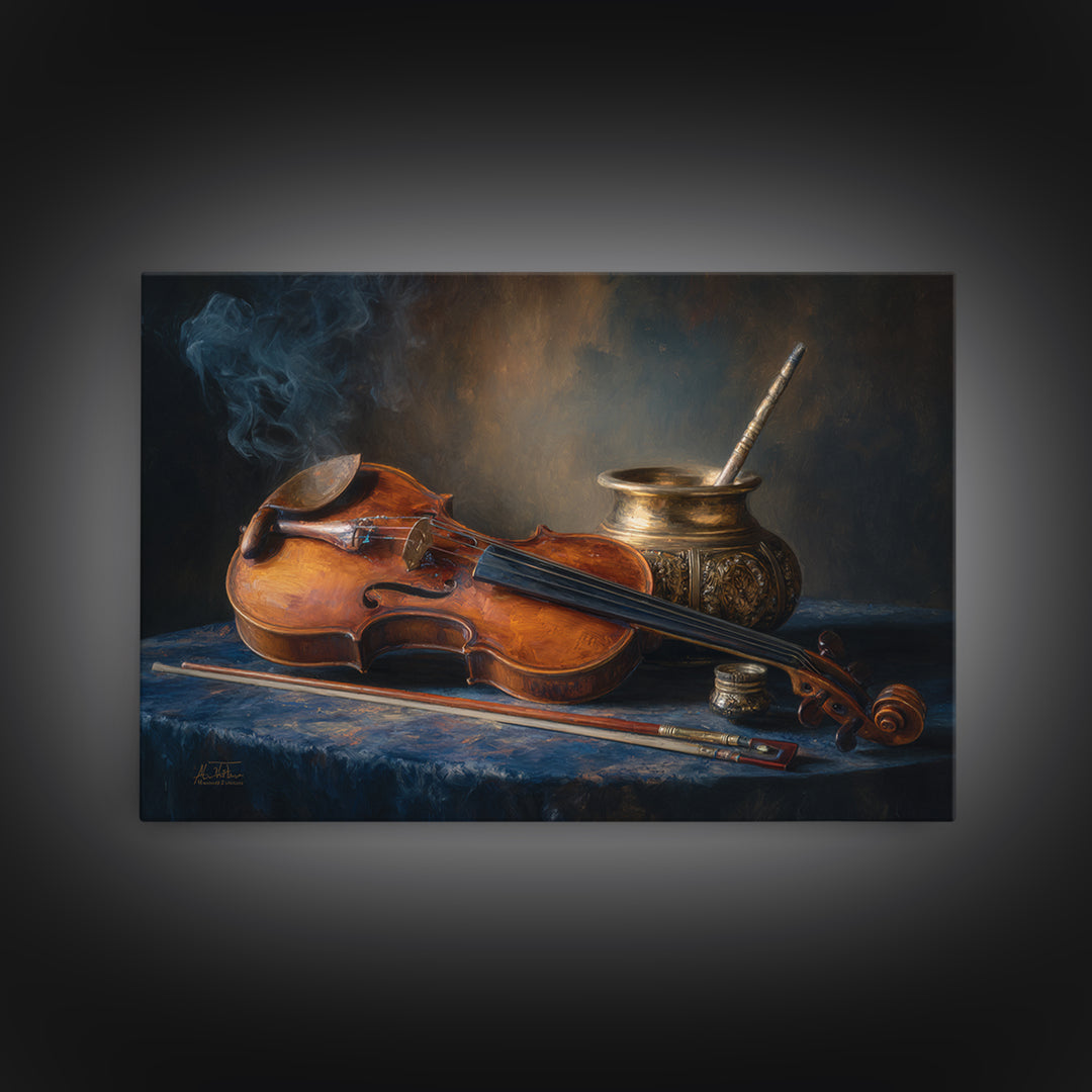 Violin and Bow Canvas Print, Music Studio Art, Neutral Decor, Studio Decor, Fine Art, Rhythm, Wall Art, Home Decor, Wall Decor, MSA-3x2-68