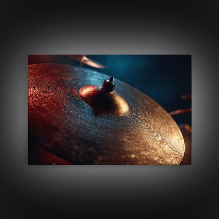 Gold Cymbal Closeup Canvas Print, Music Studio Art, Music Lover Gift, Studio Decor, Watercolor Art, Rhythm, Textured Painting, MSA-3x2-76
