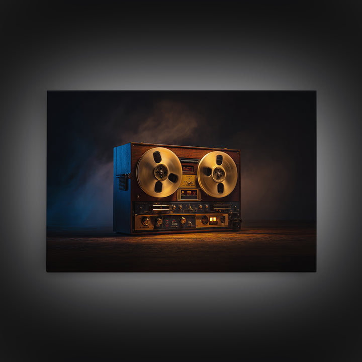 Recording Tape Reel Framed Canvas Print, Music Studio Art, Commission Painting, Studio Decor, Fine Art, Rhythm, Neutral Decor, MSA-3x2-90