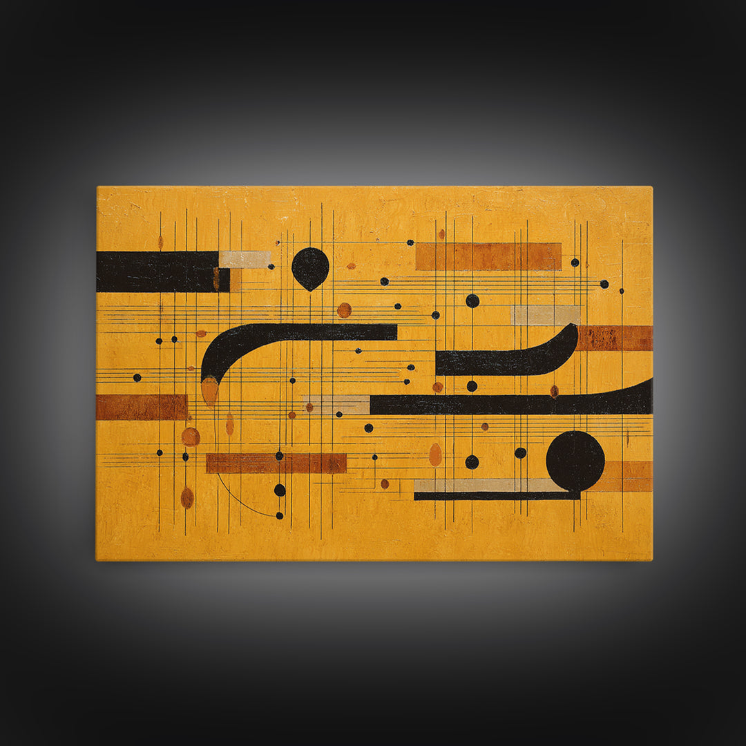 Abstract Rhythm Lines Like Painted Music Framed Canvas Print, Music Studio Art, Minimalist Decor, Studio Decor, Abstract Art, MSA-3x2-99