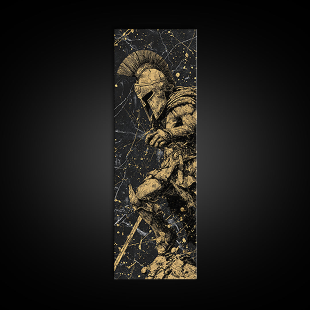 Spartan Warrior Gold Canvas Wall Art, Brushed Gold Canvas Art, Gift For Him, Husband Man Cave Wall Art