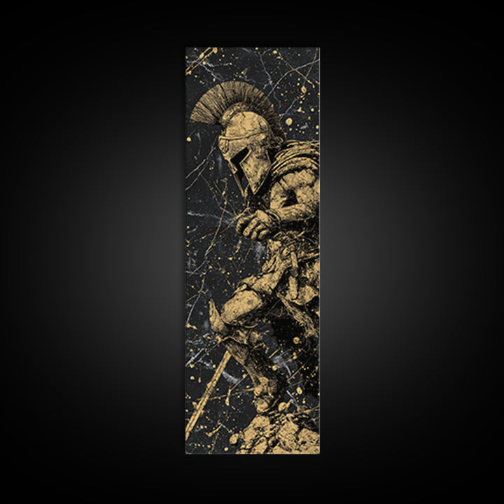 Spartan Warrior Gold Canvas Wall Art, Brushed Gold Canvas Art, Gift For Him, Husband Man Cave Wall Art