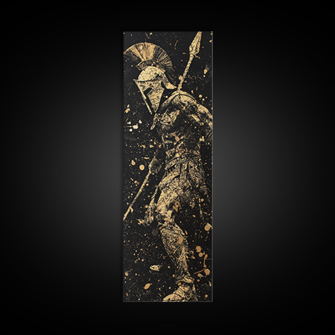 Spartan Warrior Ready For Battle, Gold Canvas Wall Art, Canvas Print, Wood Framed Canvas Art, Roman Inspired Decor