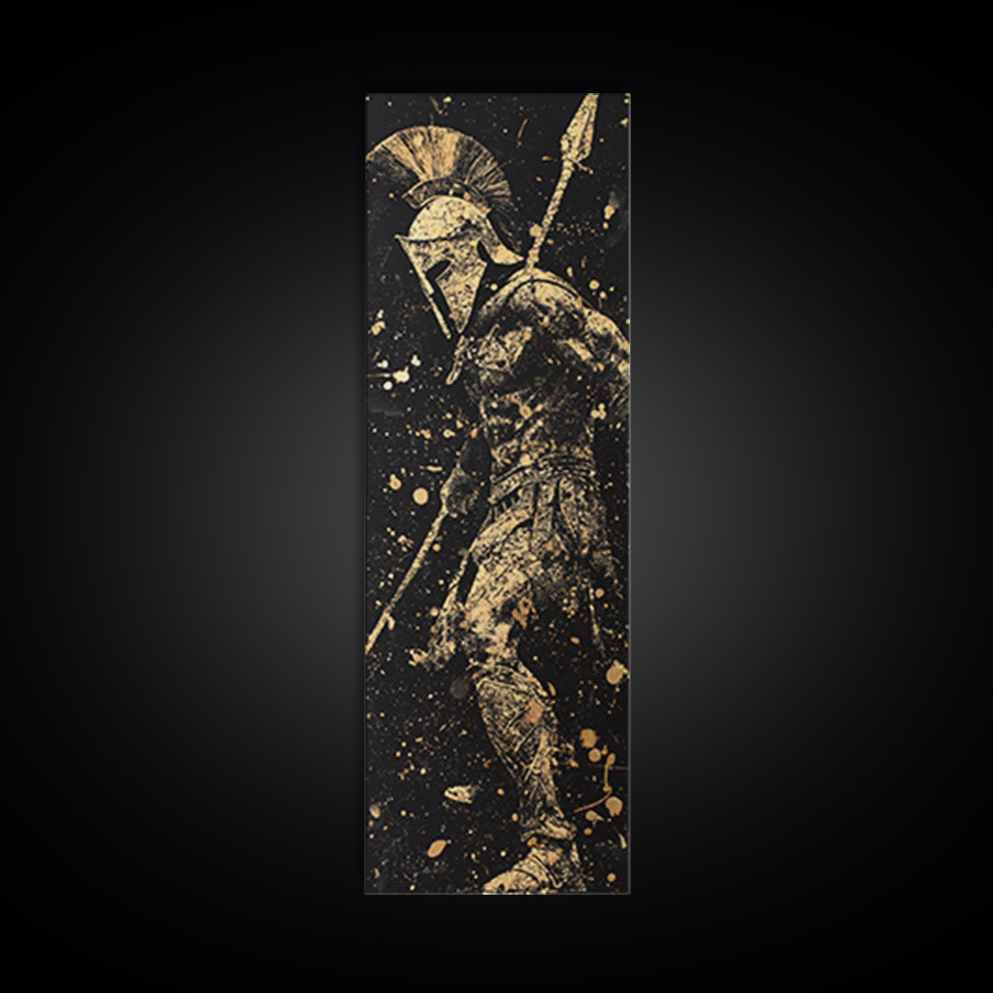 Spartan Warrior Ready For Battle, Gold Canvas Wall Art, Canvas Print, Wood Framed Canvas Art, Roman Inspired Decor
