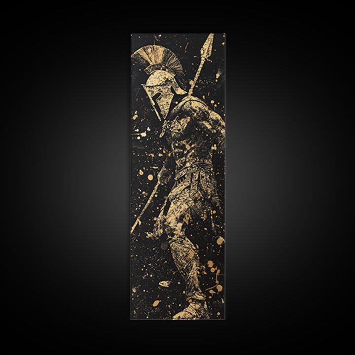 Spartan Warrior Ready For Battle, Gold Canvas Wall Art, Canvas Print, Wood Framed Canvas Art, Roman Inspired Decor