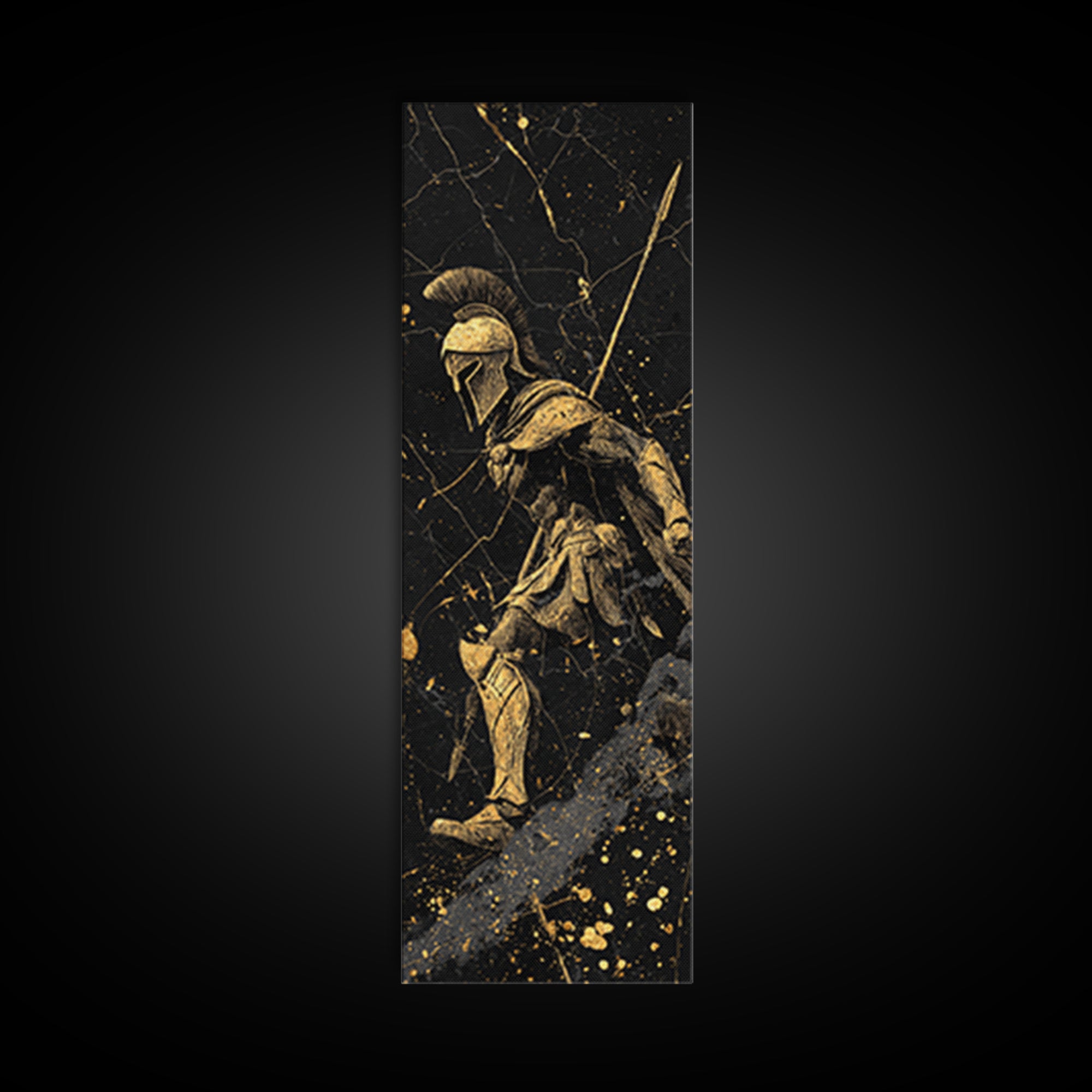 Black and Gold Spartan Soldier, Framed Wall Art, Gold, Canvas Gold Wall Art, Wood Frame Art, Man Cave Wall Art, Gift For Him