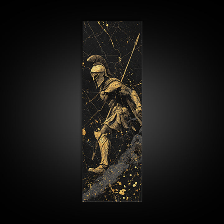 Black and Gold Spartan Soldier, Framed Wall Art, Gold, Canvas Gold Wall Art, Wood Frame Art, Man Cave Wall Art, Gift For Him