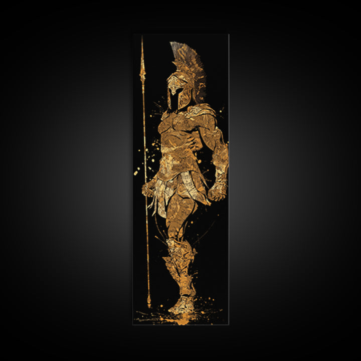 Gold Canvas Print, Spartan Hoplite Warrior Art, Ancient Greece Wall Decor, Real Wood Frame
