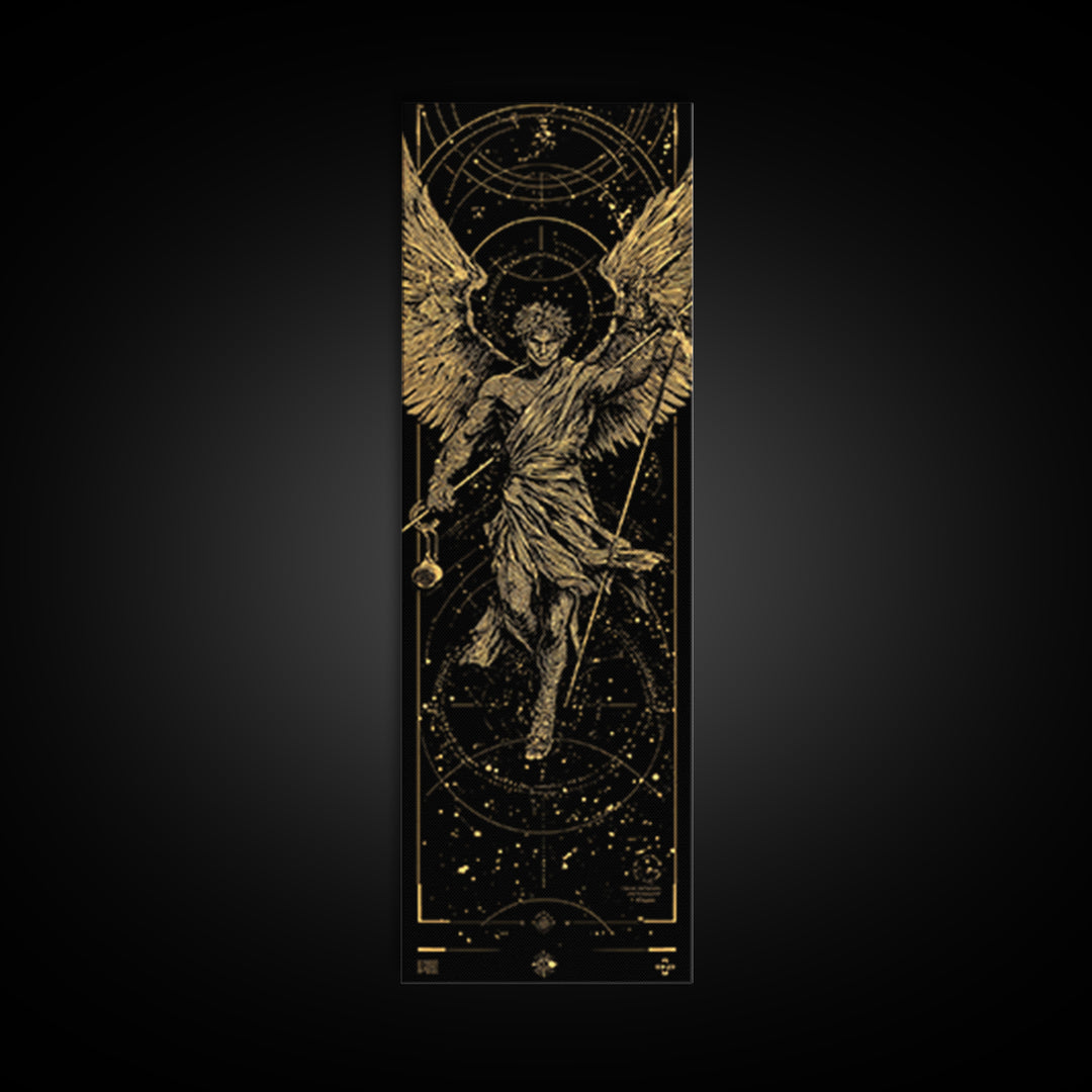Gold Canvas Print, Astraeus Titan Of Stars Wall Art, Mythical Constellation Decor, Real Wood Frame
