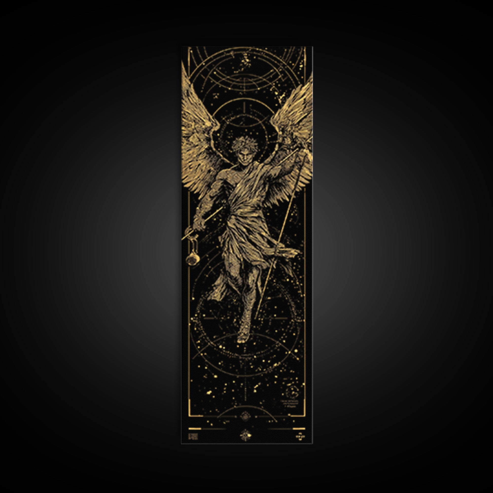 Gold Canvas Print, Astraeus Titan Of Stars Wall Art, Mythical Constellation Decor, Real Wood Frame