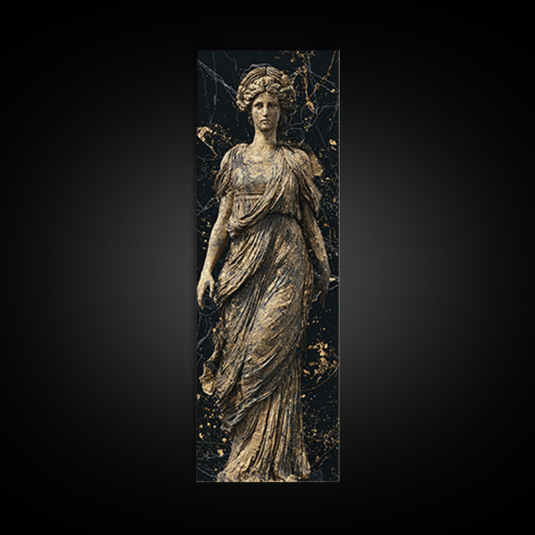 Helen Of Troy Gold Canvas Art, Greek Goddess Wall Print, Classical Mythology Decor, Real Wood Framed Gold Artwork