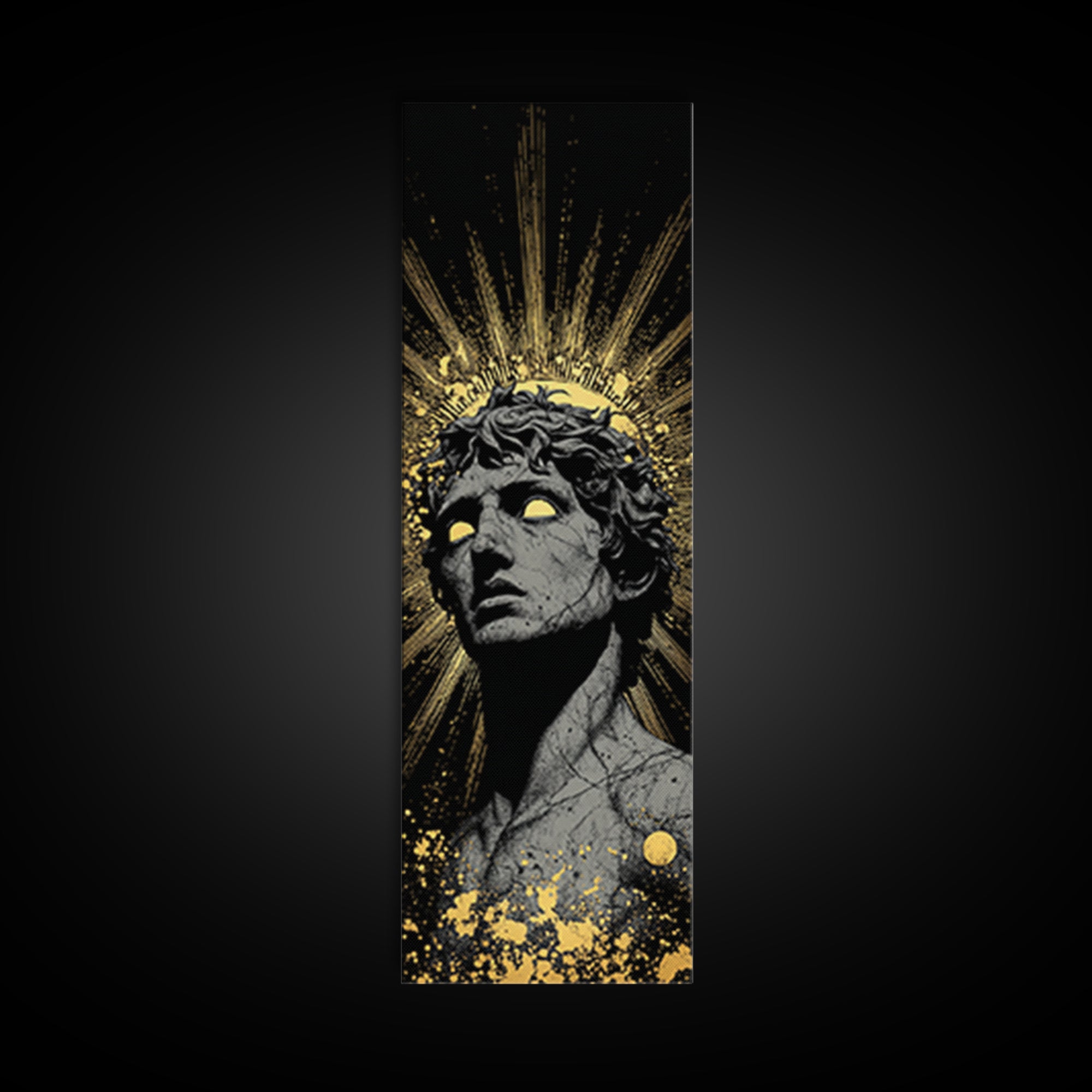 Helios Greek God Gold Canvas Print, Sun God Mythology Art, Radiant Ancient Decor, Real Wood Framed Gold Print