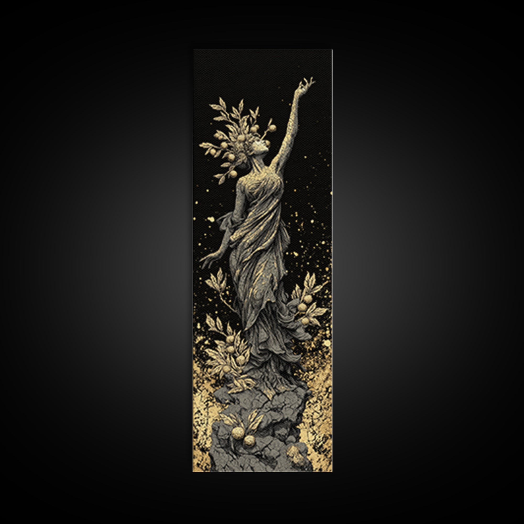 Persephone Gold Canvas Print, Greek Goddess Of Spring Wall Art, Underworld Queen Decor, Real Wood Framed Print