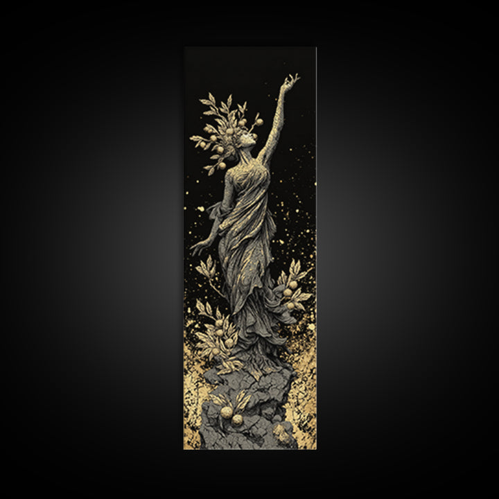 Persephone Gold Canvas Print, Greek Goddess Of Spring Wall Art, Underworld Queen Decor, Real Wood Framed Print