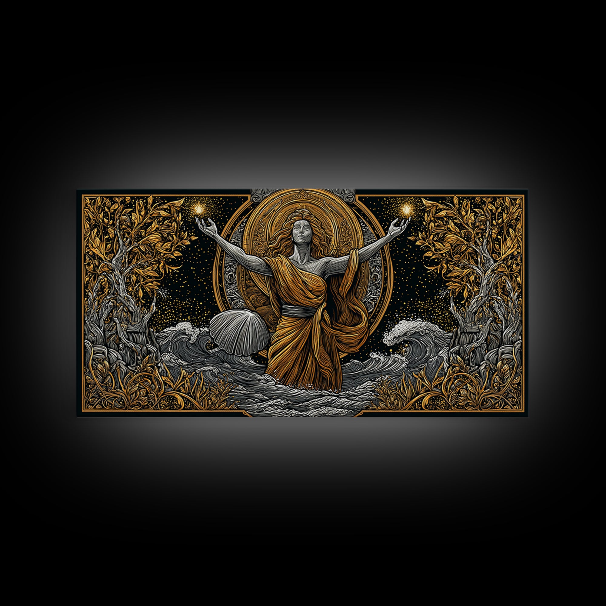 Aphrodite Goddess Of Love And Beauty, Gold Canvas Print, Elegant Greek Mythology Wall Art, Luxury Classic Home Decor