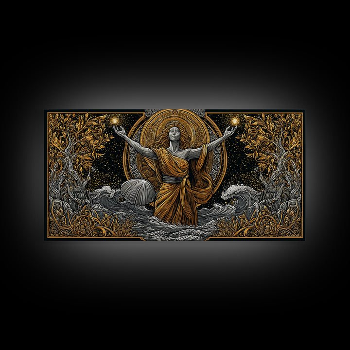 Aphrodite Goddess Of Love And Beauty, Gold Canvas Print, Elegant Greek Mythology Wall Art, Luxury Classic Home Decor