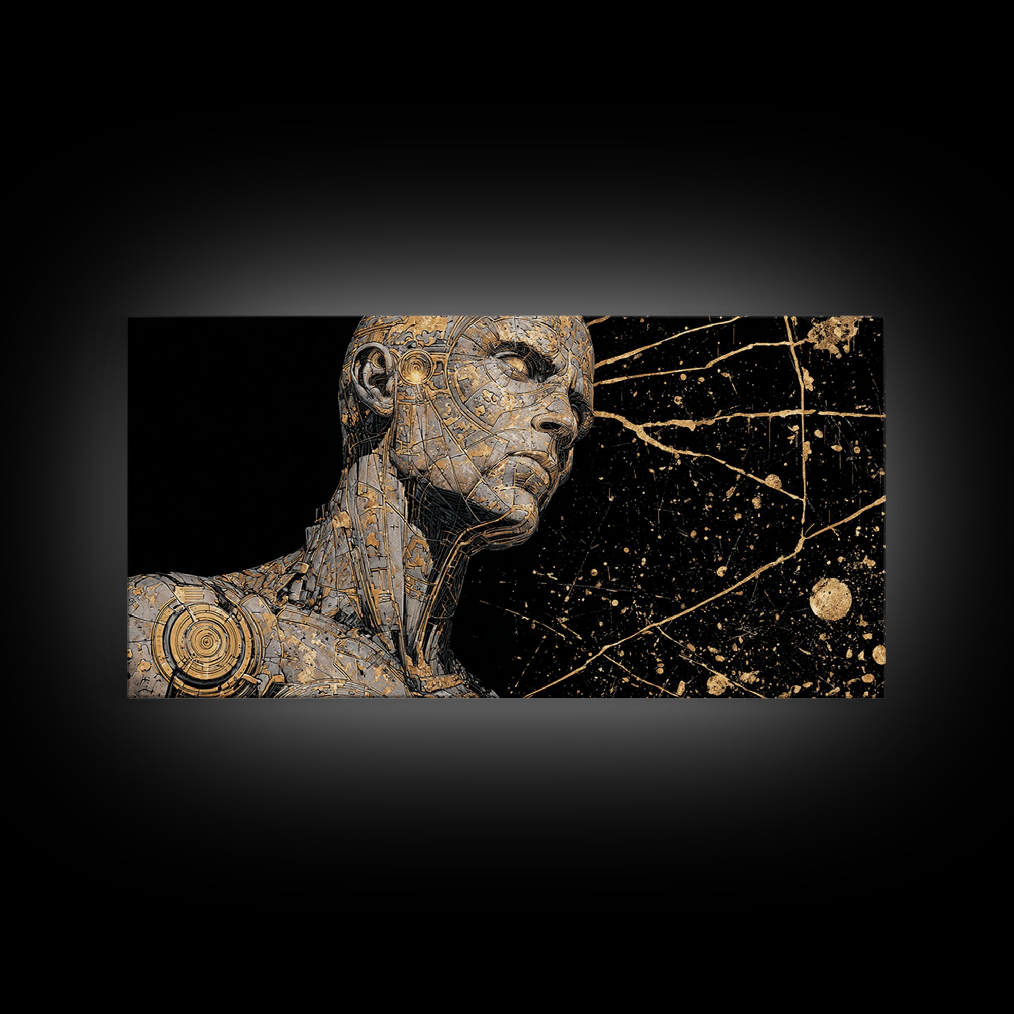 Gold Canvas Print, Coeus God of Intelligence, Greek Mythology Wall Art, Ancient Greece Decor, Luxury Gold Foil Artwork
