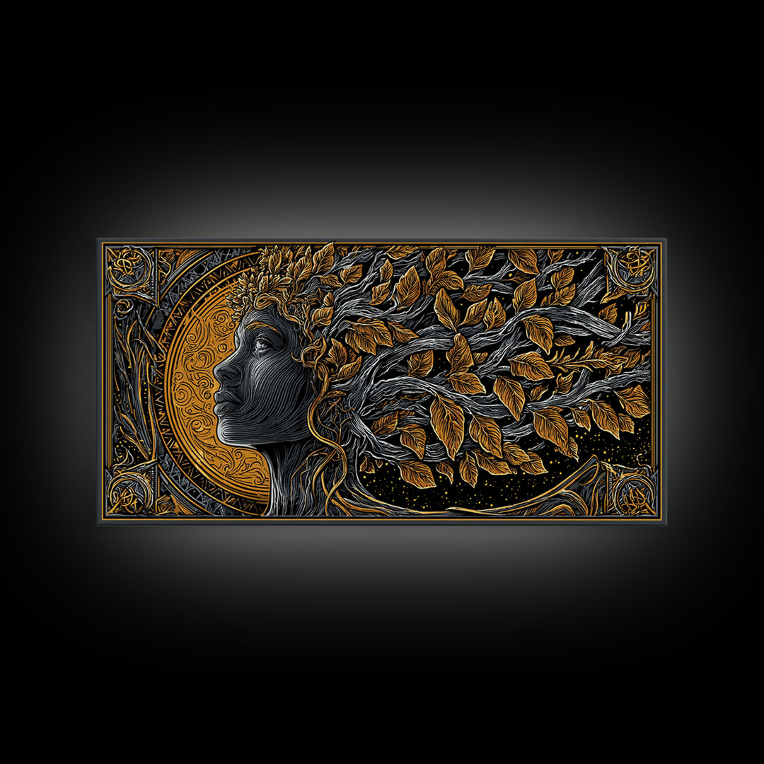 Eurydice Gold Canvas Art, Greek Mythology Canvas Print, Elegant Goddess Wall Decor, Real Wood Frame, Luxury Canvas Artwork For Home