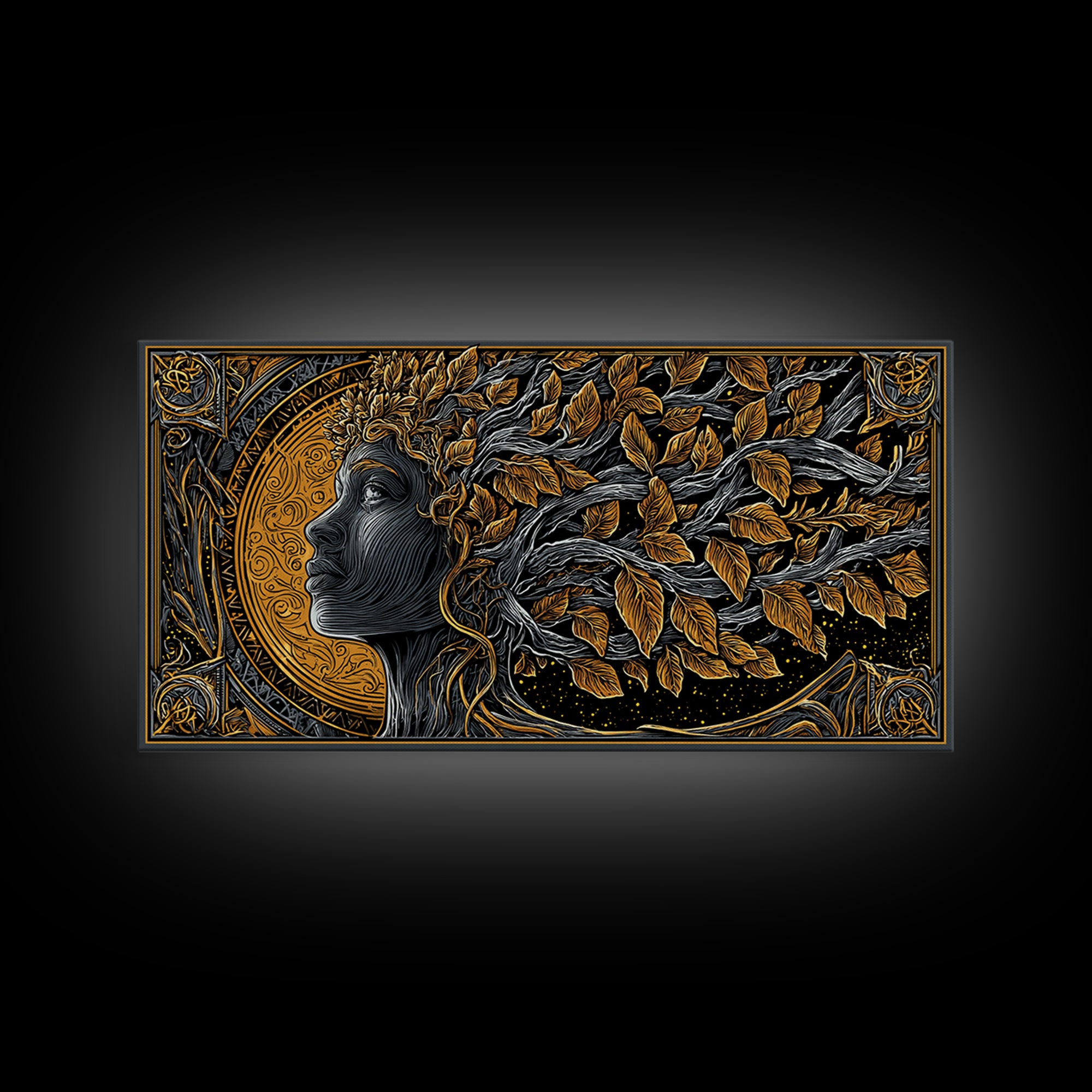Eurydice Gold Canvas Art, Greek Mythology Canvas Print, Elegant Goddess Wall Decor, Real Wood Frame, Luxury Canvas Artwork For Home