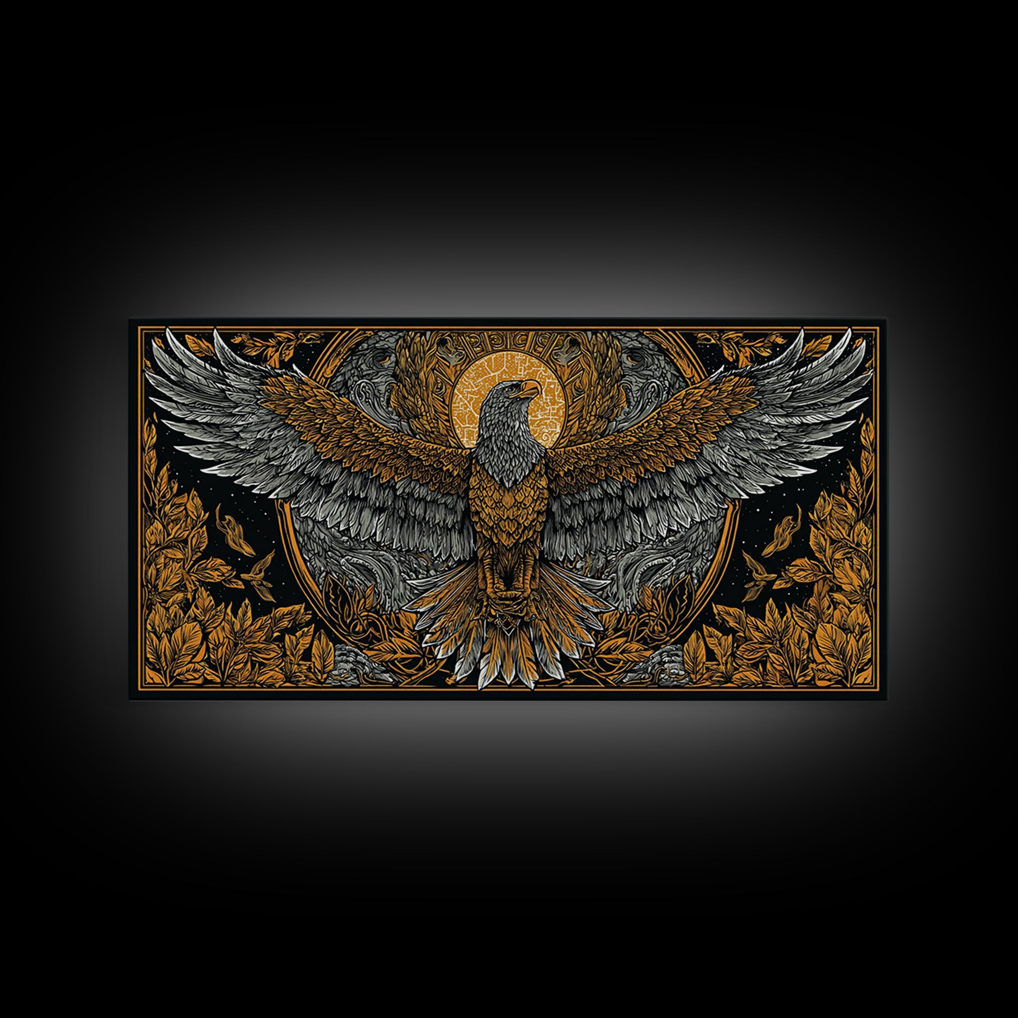 Ganymede Gold Canvas Art, Greek Mythology Canvas Print, Eagle God Wall Decor, Real Wood Frame, Luxury Canvas Artwork For Home Or Office