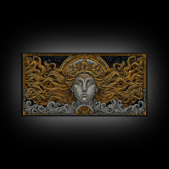 Helen of Troy Gold Canvas Art, Legendary Greek Beauty, Elegant Mythology Wall Decor, Timeless Classical Home Wall Artwork