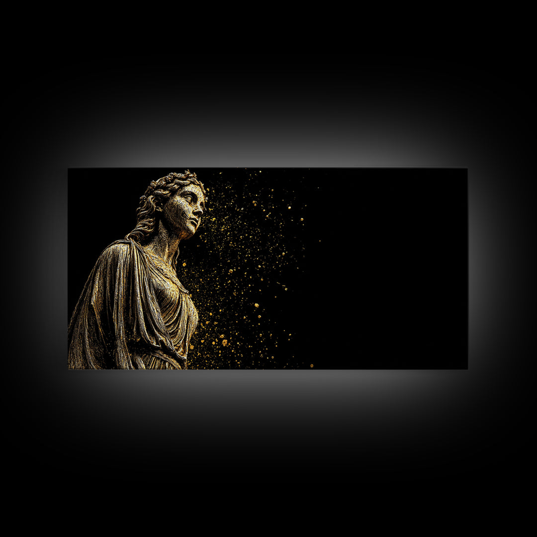 Helen of Troy Gold Canvas Art, Ancient Greek Mythology Figure, Elegant Classical Portrait, Legendary Beauty Wall Decor