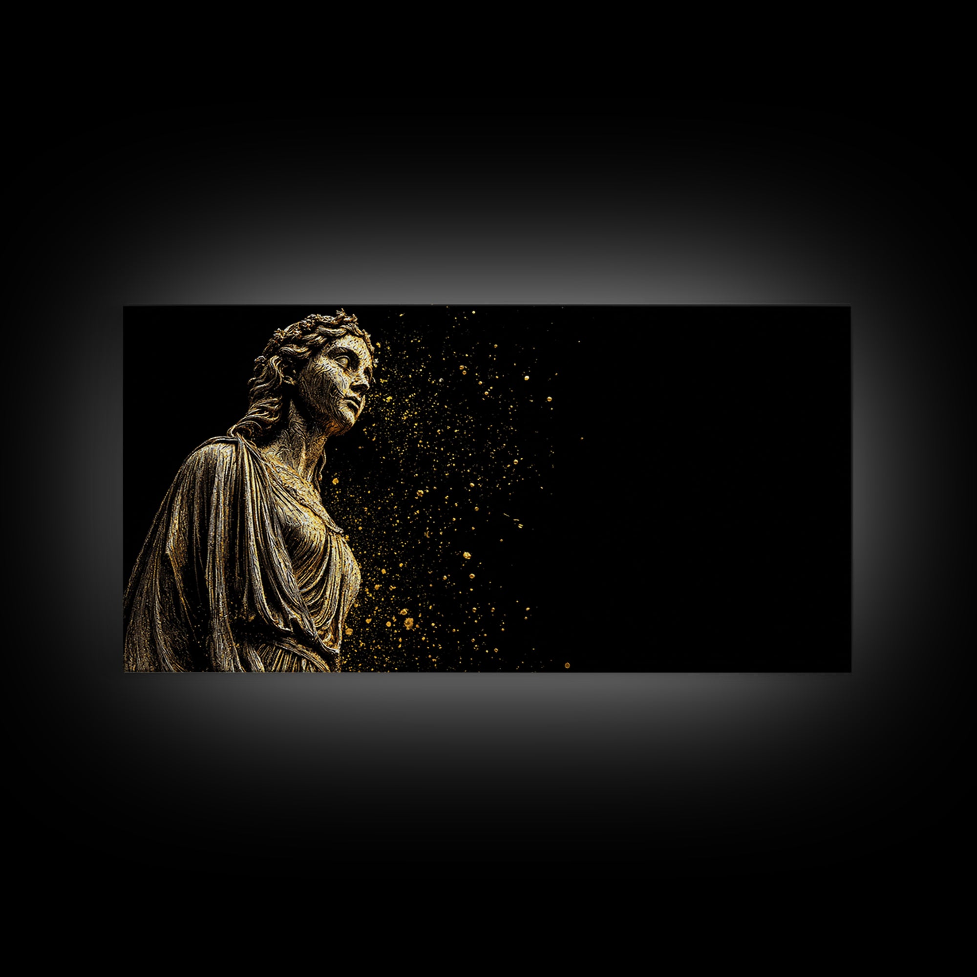 Helen of Troy Gold Canvas Art, Ancient Greek Mythology Figure, Elegant Classical Portrait, Legendary Beauty Wall Decor