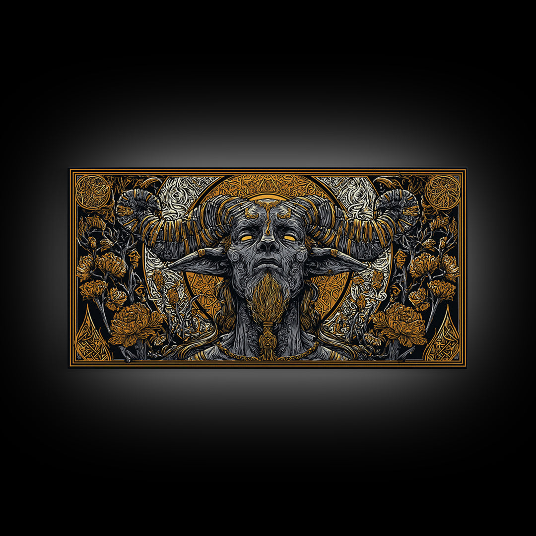Moros Gold Canvas Print, Greek God Wall Art, Mythology Decor, Luxury Gold Artwork, Real Wood Frame Home Decor