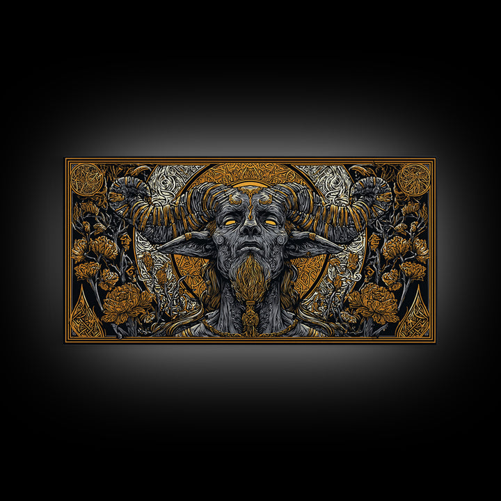 Moros Gold Canvas Print, Greek God Wall Art, Mythology Decor, Luxury Gold Artwork, Real Wood Frame Home Decor