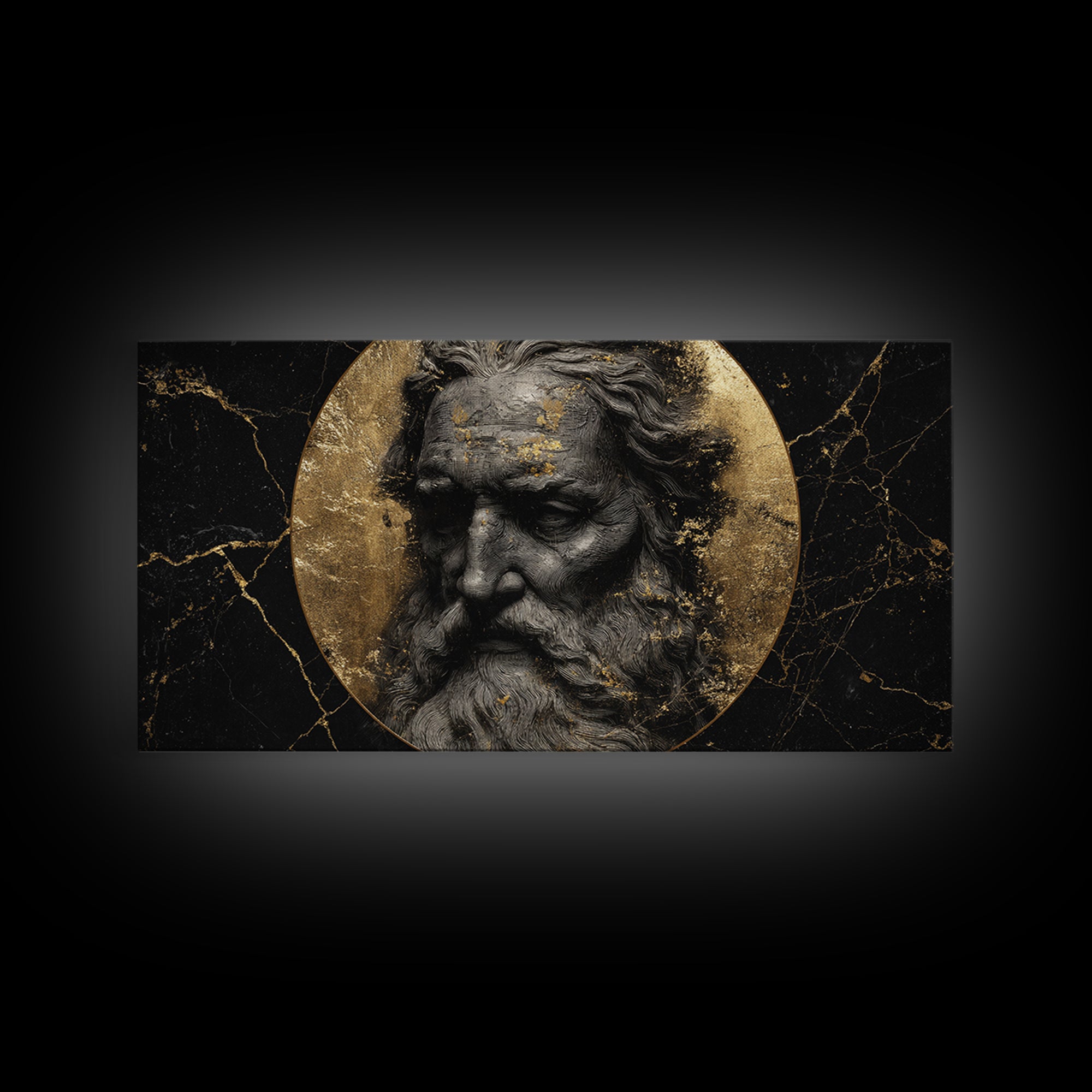 Odin Gold Canvas Print, Norse God Wall Art, Luxury Mythology Decor, Real Wood Frame Artwork, Elegant Viking God Wall Hanging