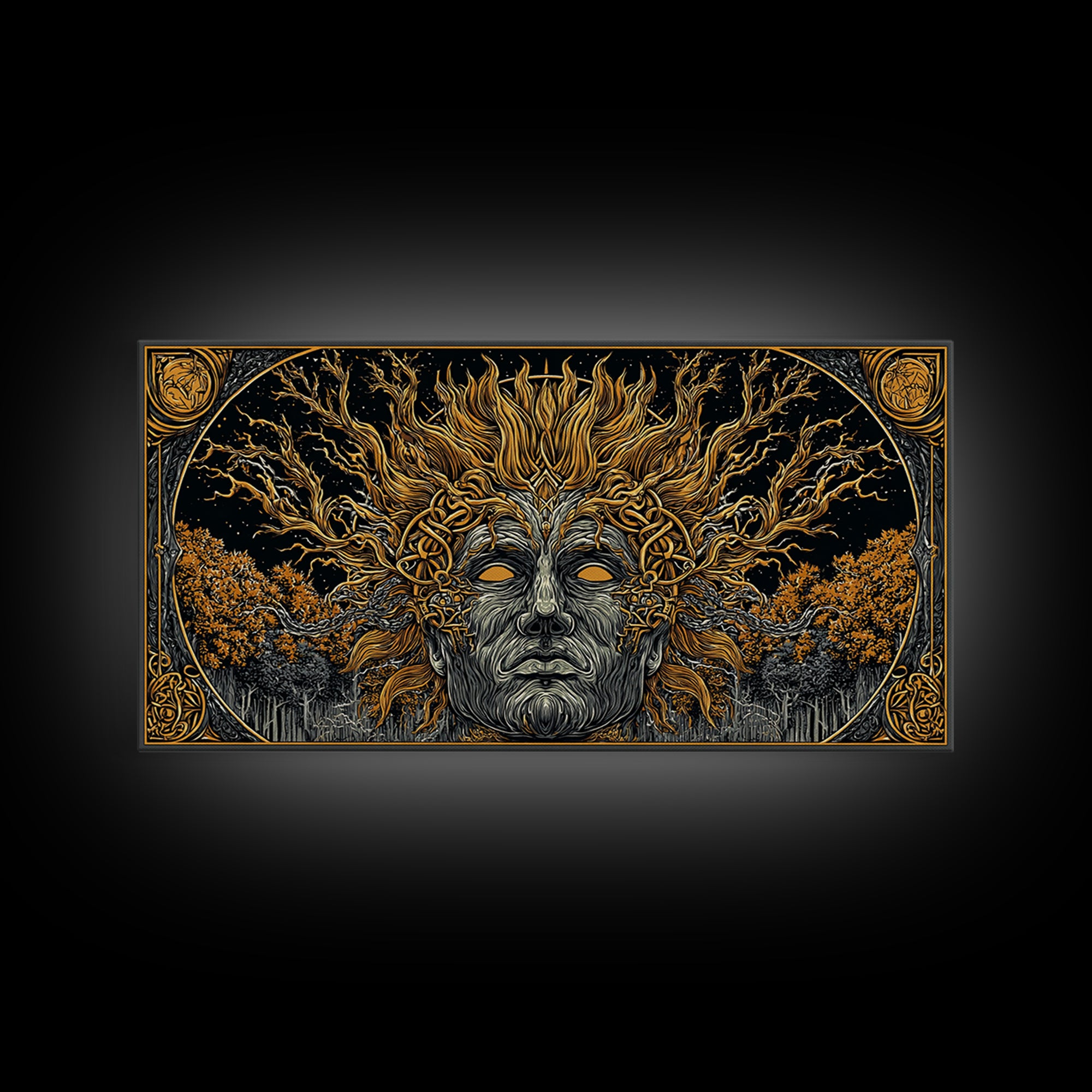 Prometheus Fire Bringer Gold Canvas Print, Greek Mythology Wall Art, Real Wood Frame, Titan Decor, Inspirational Gift
