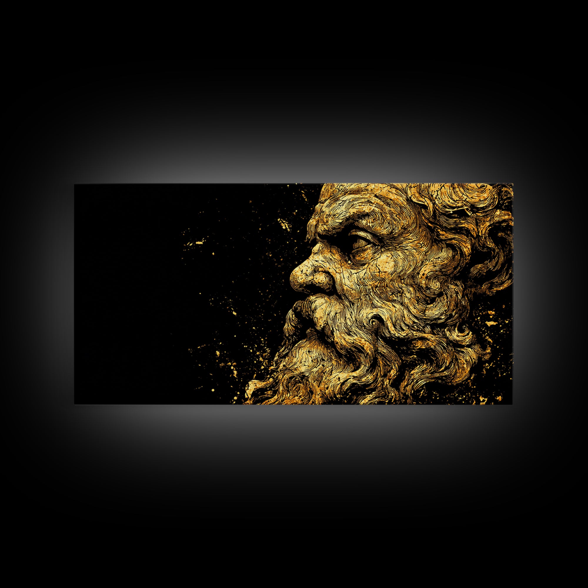 Socrates Greek Philosopher Gold Canvas Art, Ancient Philosophy Canvas Print, Real Wood Frame, Classical Wisdom Gift