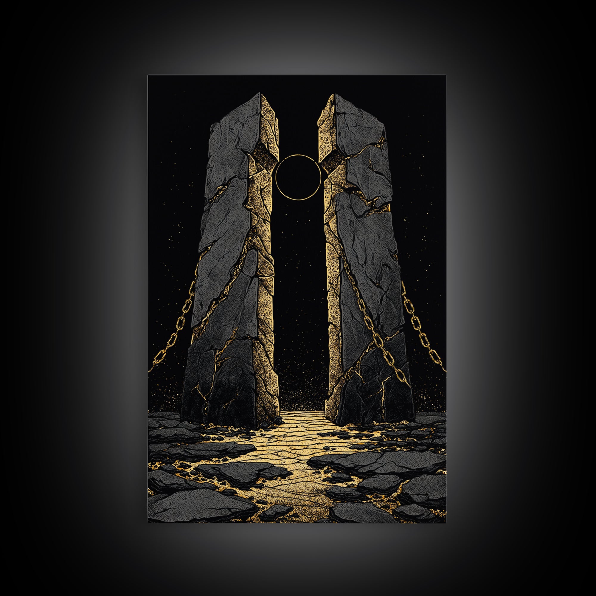 Gate Of Olympus, Abstract Mythology Wall Art, Canvas Gold Canvas Print, Ancient Greek Decor, Surreal Fantasy, Wood Frame