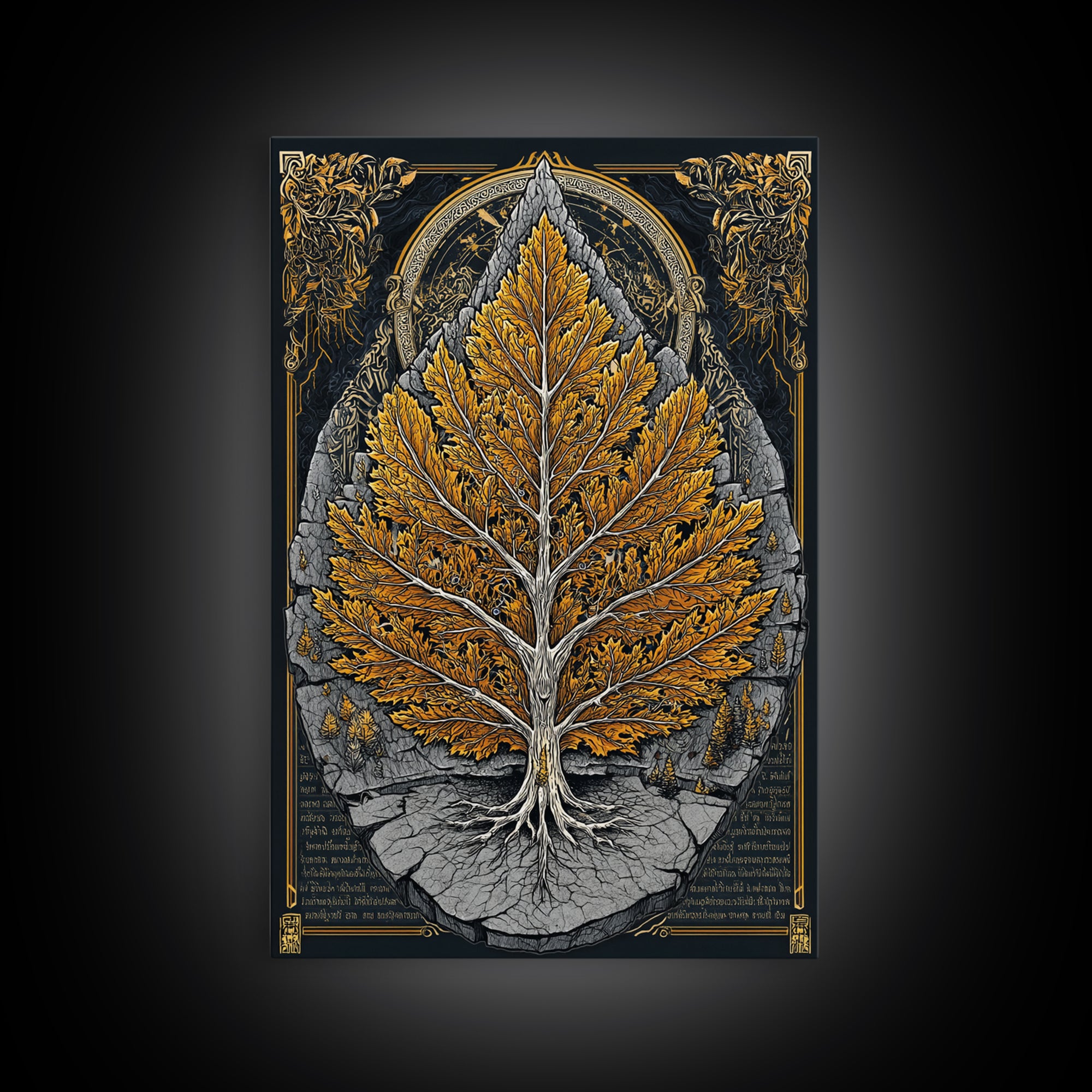 Tree of Life Canvas Art, Canvas Gold Canvas Print, Framed Canvas Wall Art with Real Wood Frame, Intricate Botanical Statement Decor