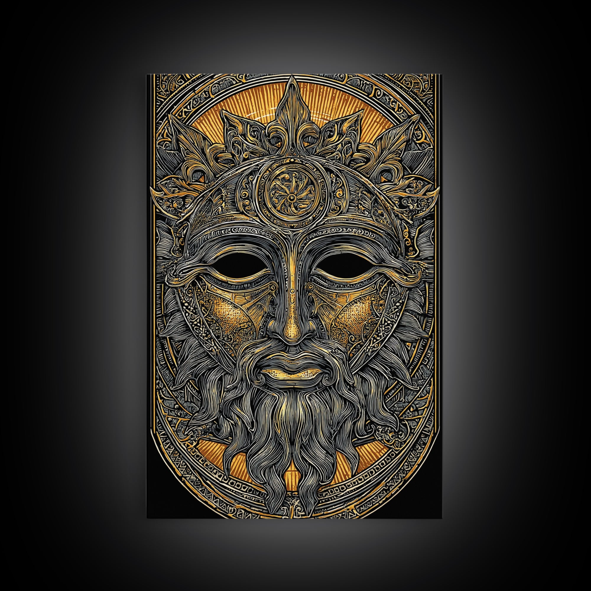 Agamemnon Greek Mythology Canvas Gold Canvas Print, Ancient Warrior King Artwork, Real Wood Framed Wall Art Decor
