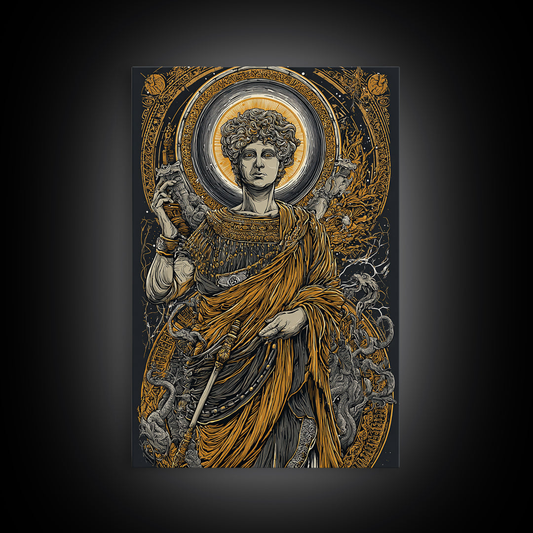 Agrippina Roman Empress Canvas Gold Canvas Print, Classical Goddess Inspired Artwork, Real Wood Frame Mythology Wall Decor