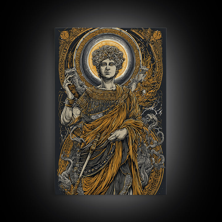 Agrippina Roman Empress Canvas Gold Canvas Print, Classical Goddess Inspired Artwork, Real Wood Frame Mythology Wall Decor