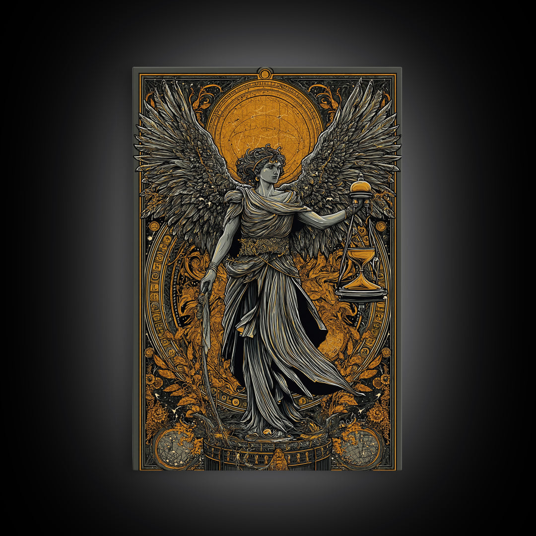Astraeus Titan Of Stars And Dusk, Canvas Gold Canvas Print, Real Wood Frame, Mythology Wall Art, Greek God Celestial Decor