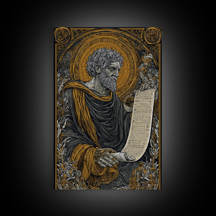Claudius Canvas Gold Canvas Print, Roman Emperor Regal Illustration, Classical History Wall Art, Real Wood Framed Design
