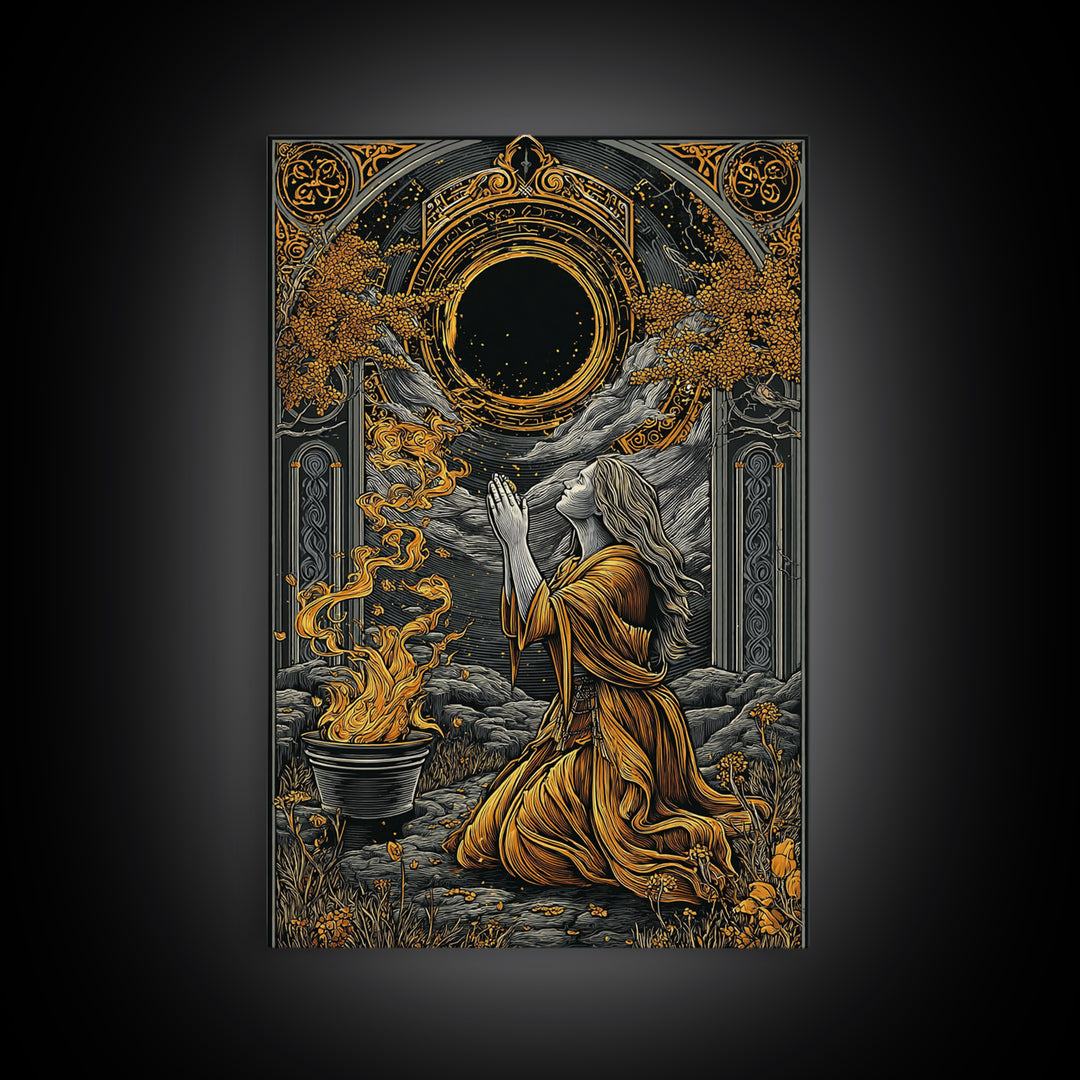 Hera Goddess With Peacocks, Mythology Throne Art, Canvas Gold Canvas Print, Ancient Greek Wall Decor, Real Wood Frame