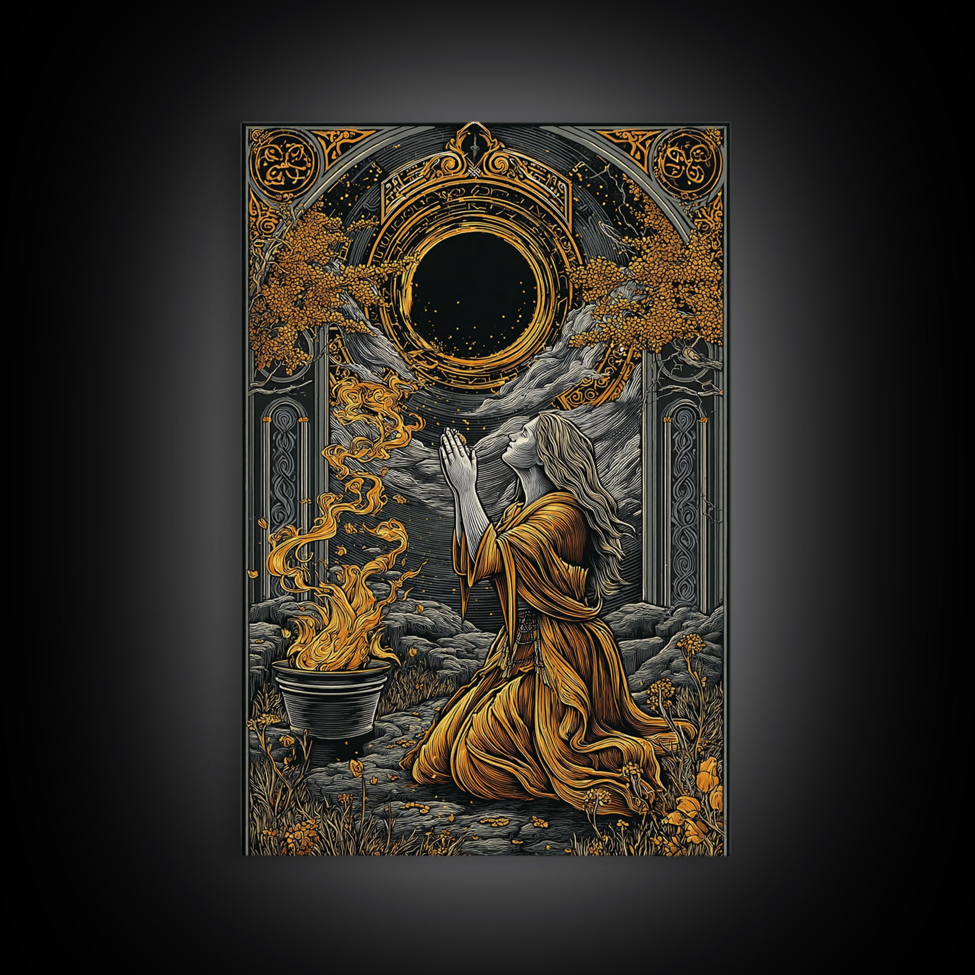 Hera Goddess With Peacocks, Mythology Throne Art, Canvas Gold Canvas Print, Ancient Greek Wall Decor, Real Wood Frame