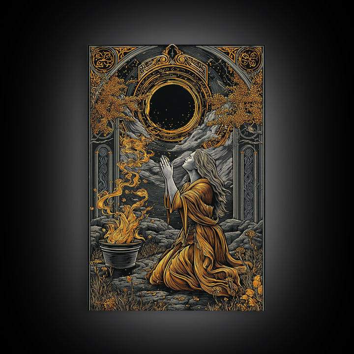 Hera Goddess With Peacocks, Mythology Throne Art, Canvas Gold Canvas Print, Ancient Greek Wall Decor, Real Wood Frame